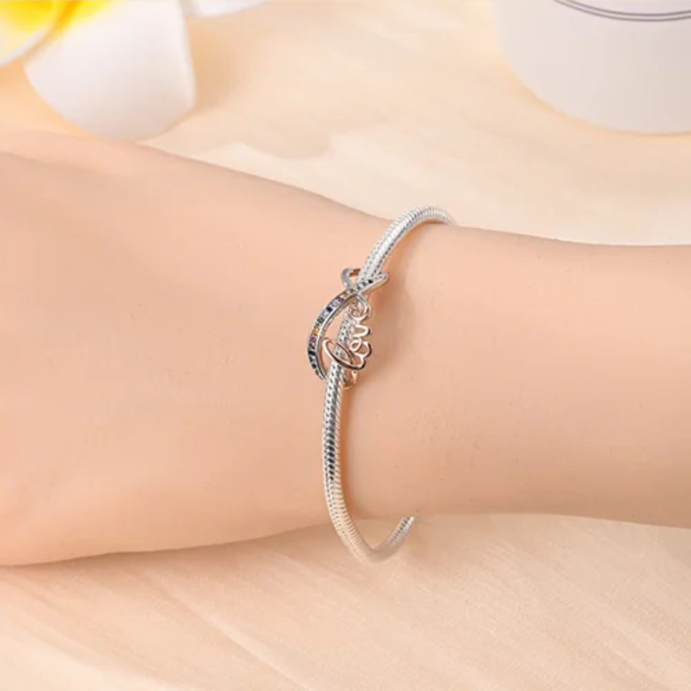 Love & Infinity – Charm mit Regenbogen-Zirkonia