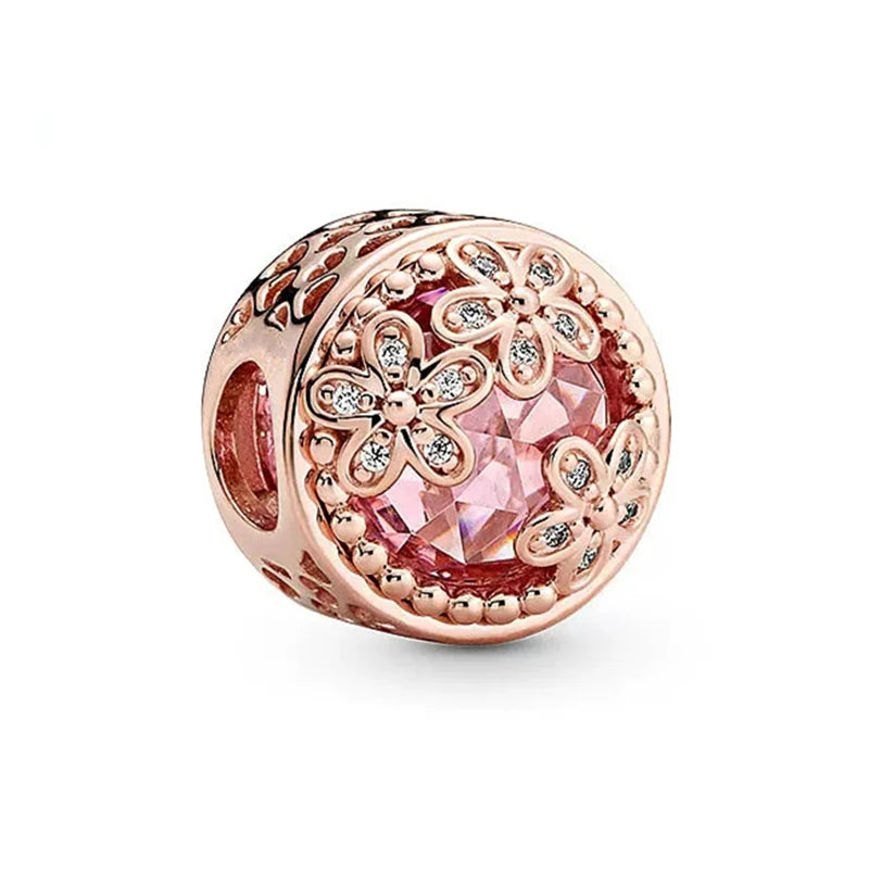 Blütenzauber – Charm in Roségold mit rosa Kristall