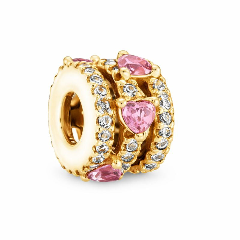 Funkelnder Herz-Spacer Gold – Charm