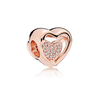 Doppelt Herz – Roségold Charm