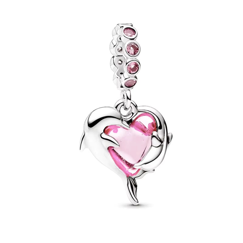 Delfin Herz rosa - Charm