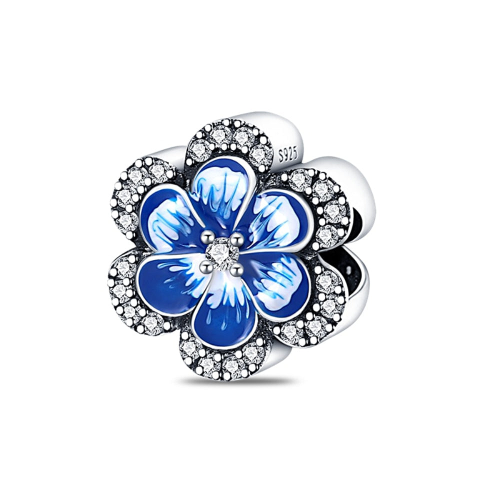 Blaue Blume mit Zirkonia – Charm