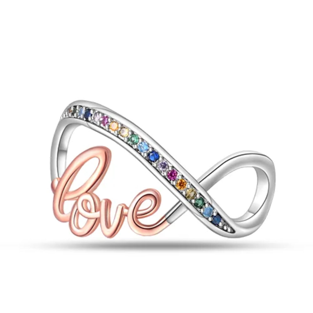 Love & Infinity – Charm mit Regenbogen-Zirkonia