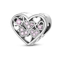 Herz an Herz – Charm mit rosa Zirkonia