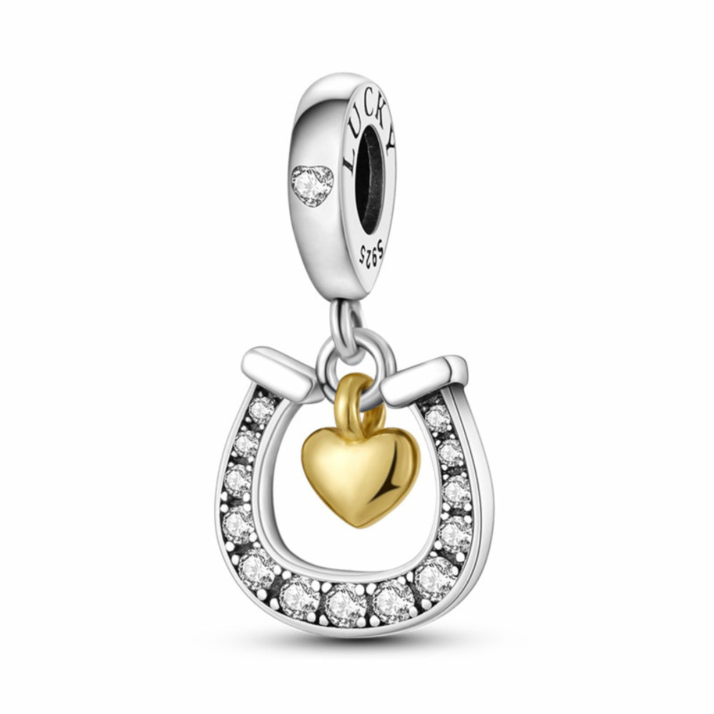 Glücksbringer mit Herz / Hufeisen – Charm