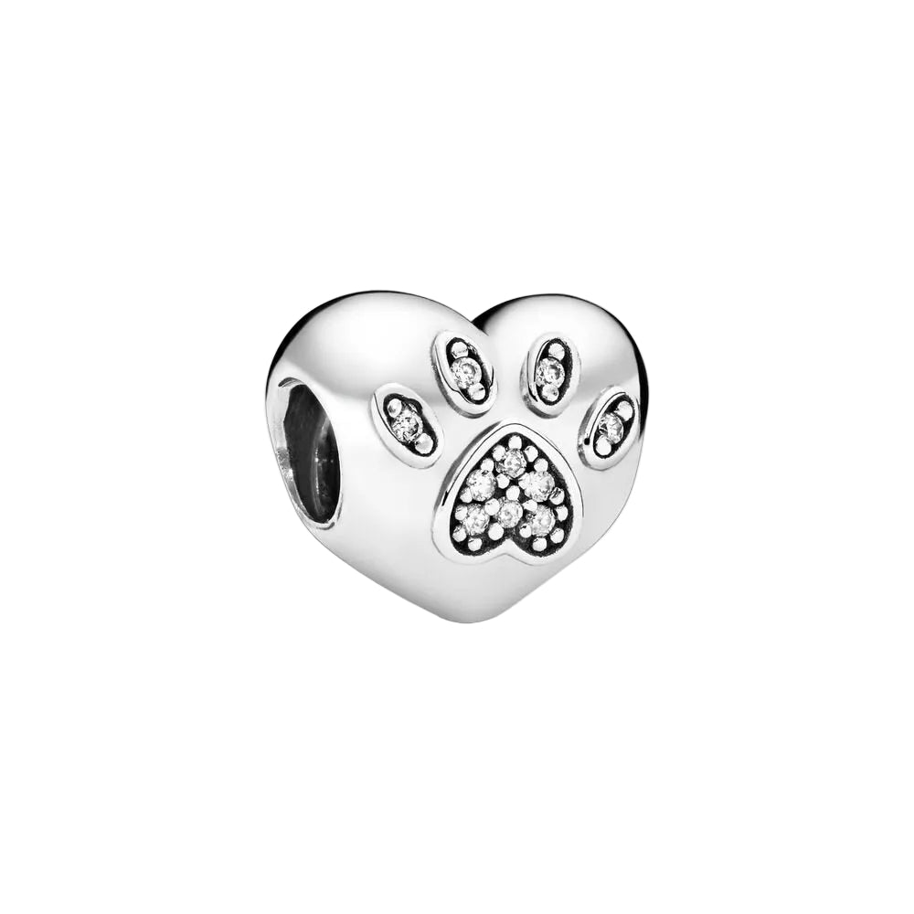 Herz Pfote Silber – Charm