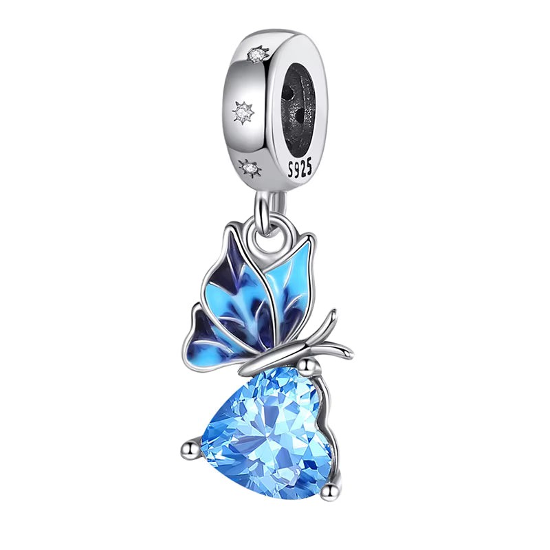 Blauer Schmetterling Herz – Charm