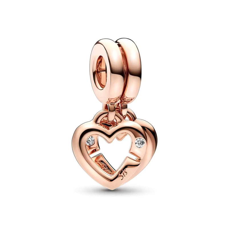 Sister & Sis Herz – Doppelcharm Roségold