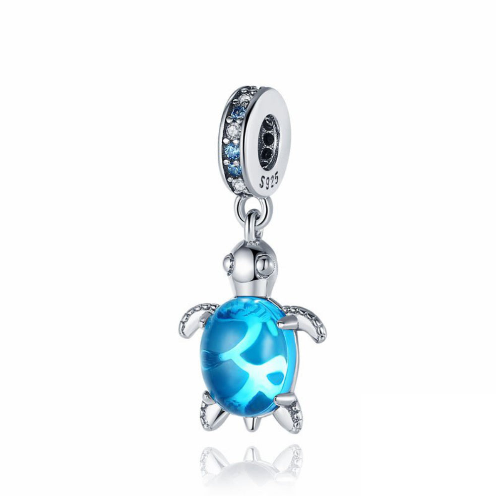 Meeresschildkröte Blau Silber – Charm