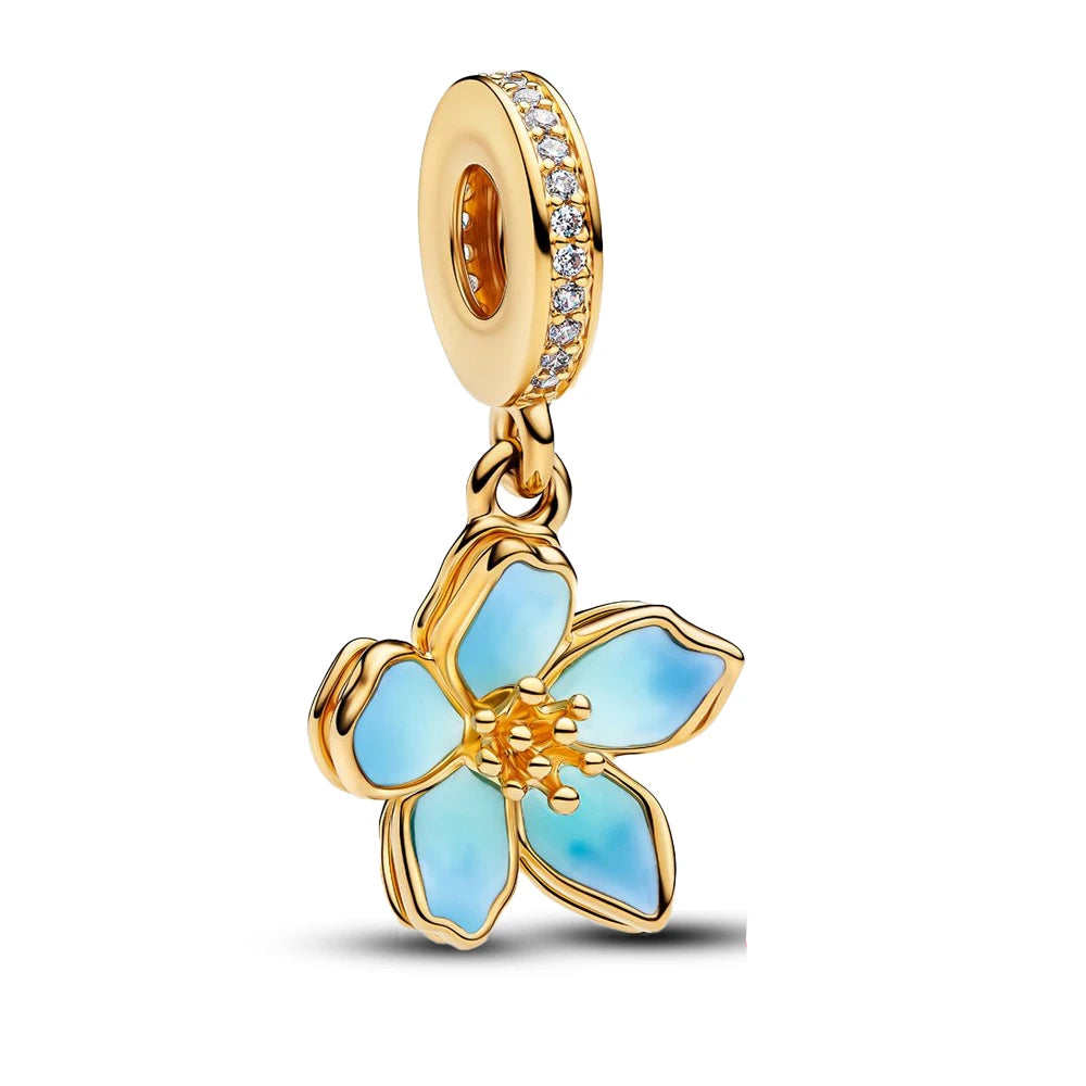 Blaue Blüte Gold – Charm
