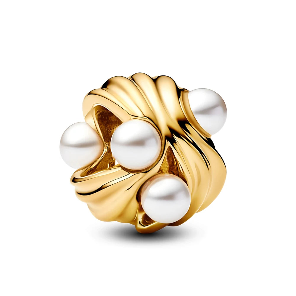 Goldene Wellen mit Perlen – Charm