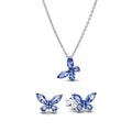 Schmetterling blau – Schmuckset (Ohrstecker & Kette)